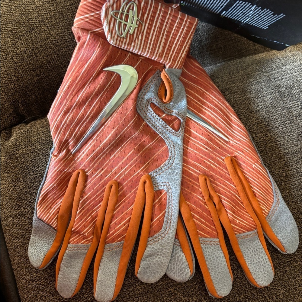 Nike Huarache Elite Batting Gloves Orange Gray Size L NWT